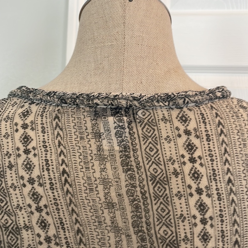 Lucky Brand blouse long sleeve sheer top black white Women’s size small S shirt - Picture 5 of 7